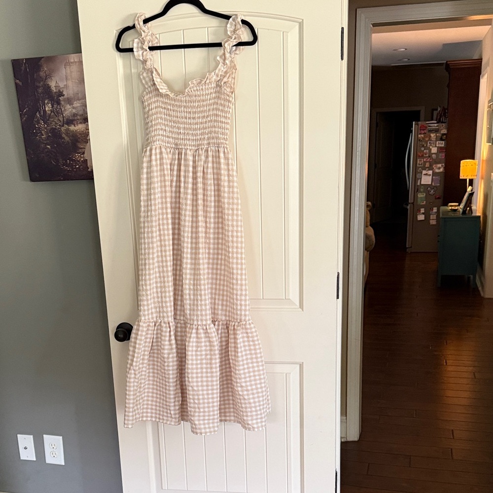 Gingham Ruffle Strap Dress